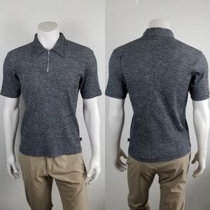 Vintage YMLA 90s Bodybuilding Muscle Fitted Zip Knit Grey Heather Club Polo